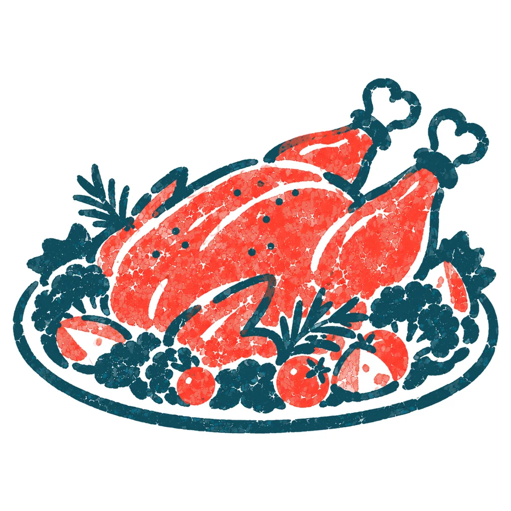 ローストチキンのイラスト(はんこ)