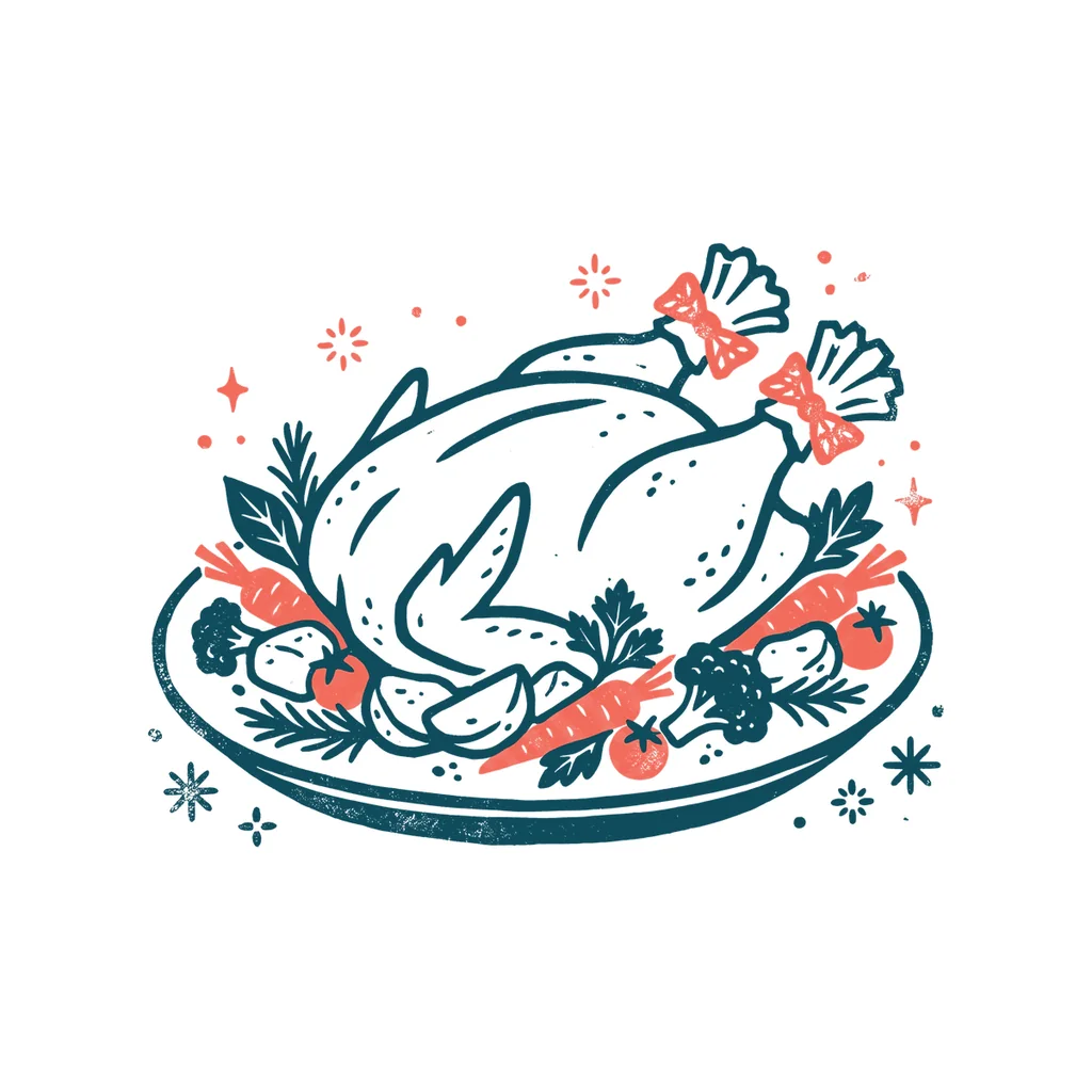 ローストチキンのイラスト(はんこ・顔なし)
