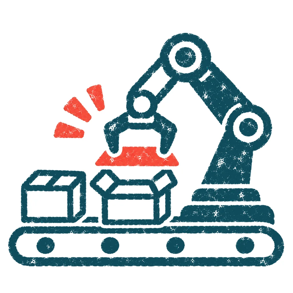 作業するロボットのイラスト(はんこ)