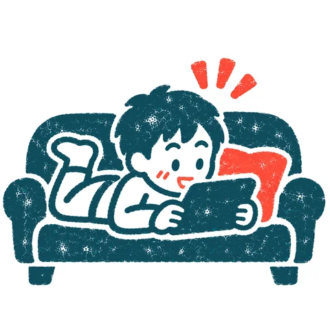 ゲームに夢中の子どものイラスト(はんこ)