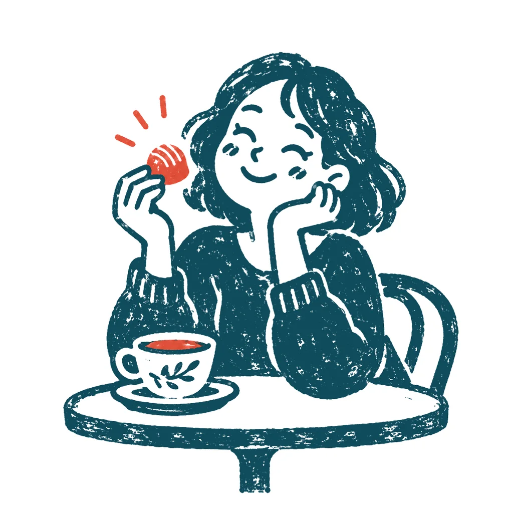 自分へのごほうびチョコのイラスト(はんこ)
