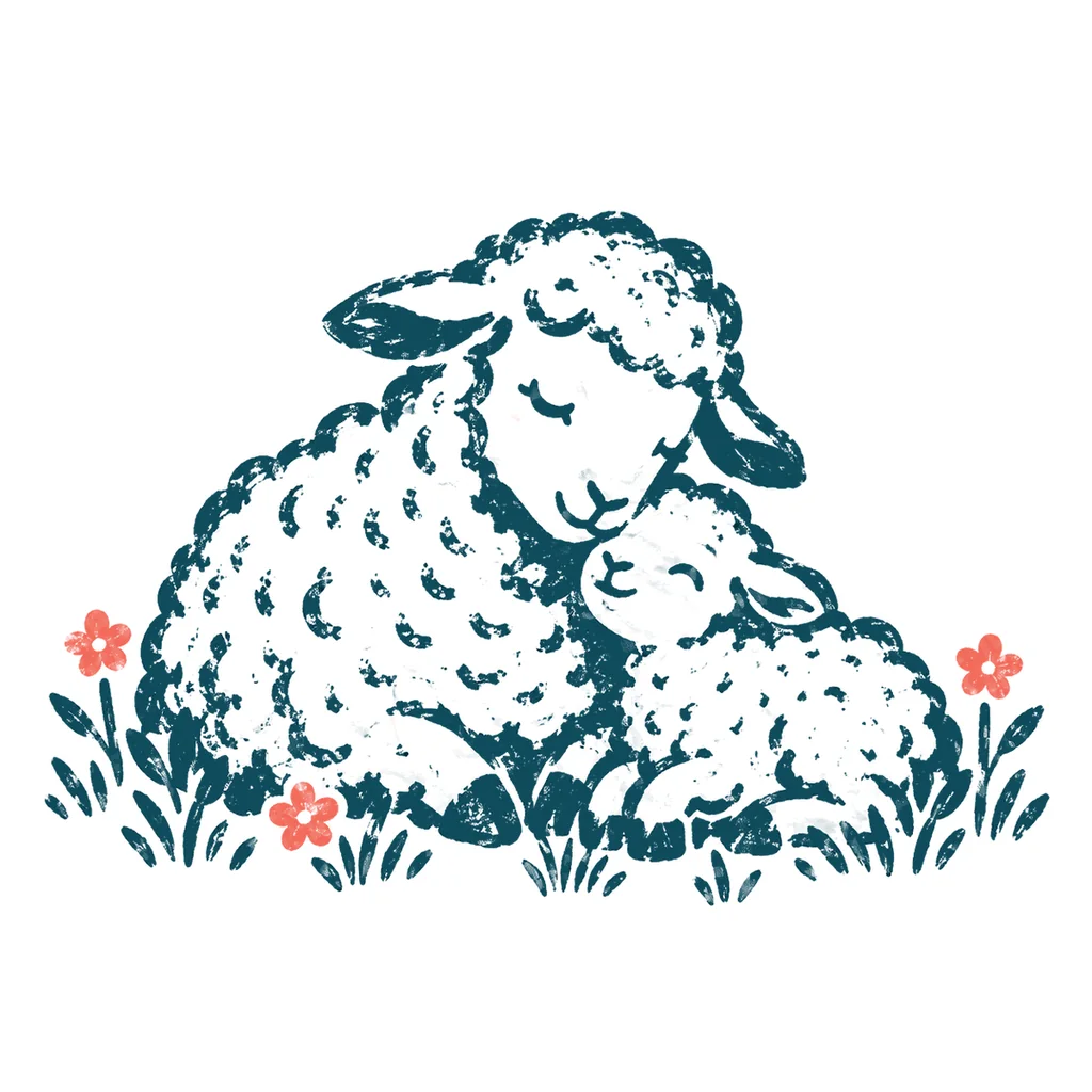 羊の親子のイラスト(はんこ)