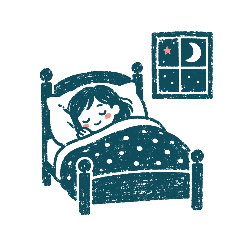 ぐっすり眠る人のイラスト(はんこ)