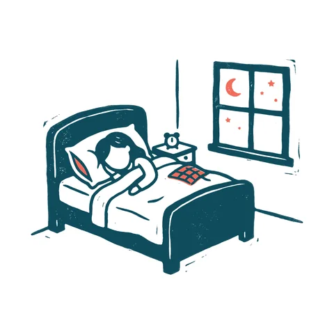 ぐっすり眠る人のイラスト(はんこ・顔なし)