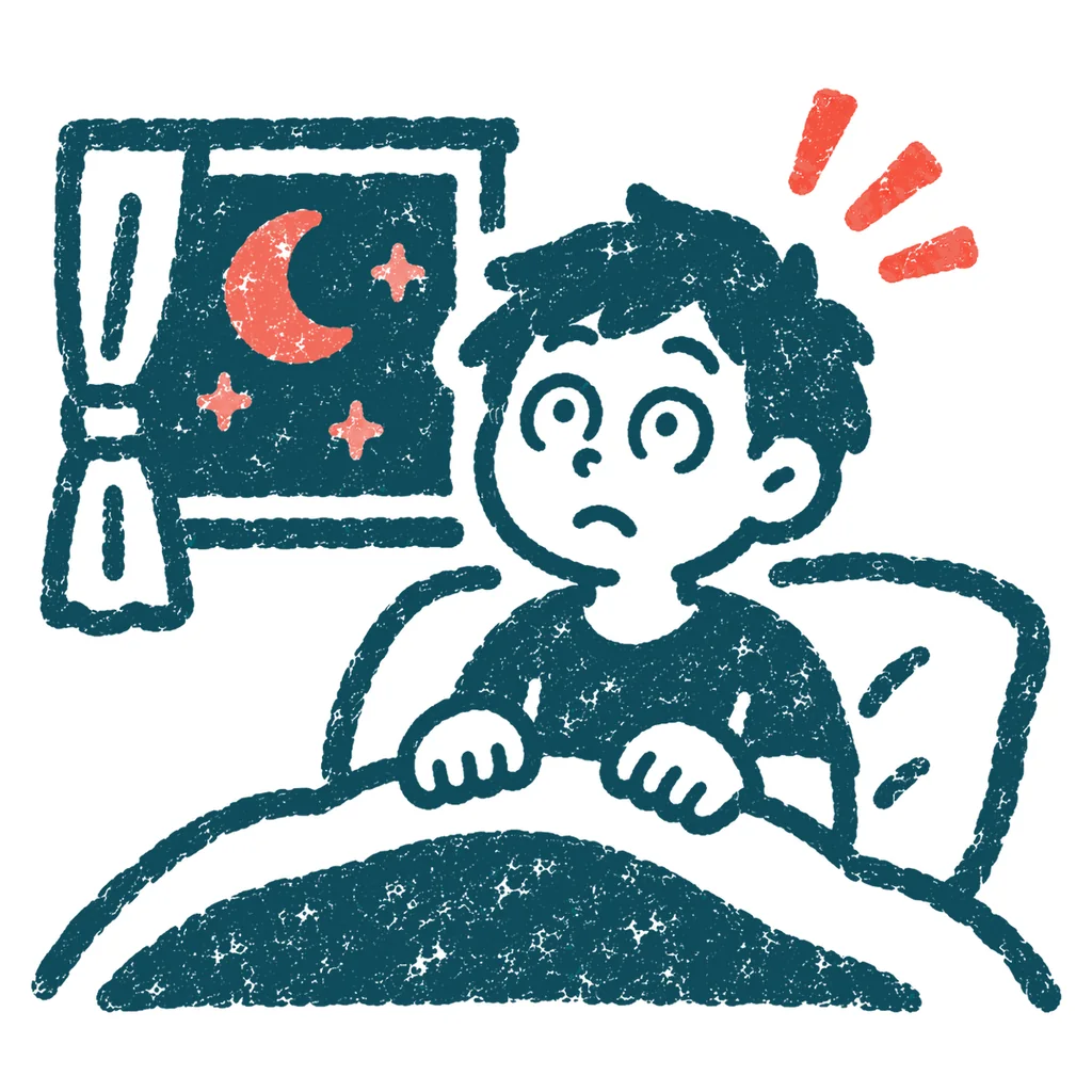 眠れない人のイラスト(はんこ)