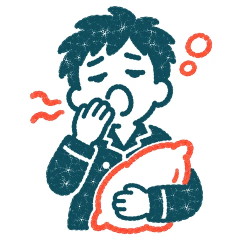 眠そうな人のイラスト(はんこ)