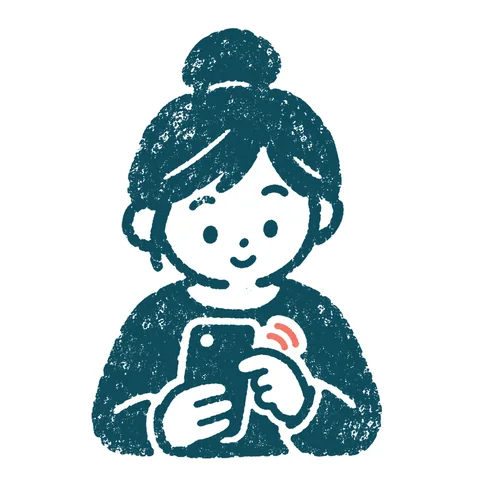 スマホを操作する人のイラスト(はんこ)