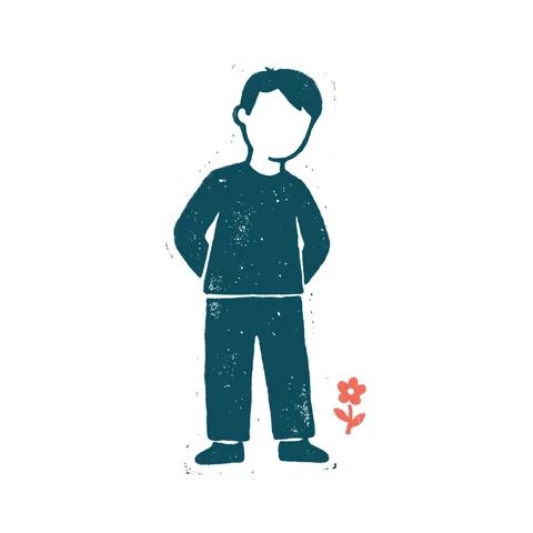 笑顔の人のイラスト(はんこ・顔なし)