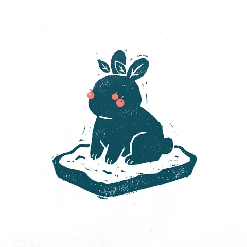 雪うさぎのイラスト(はんこ・顔なし)