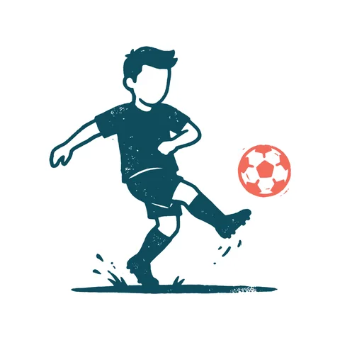 サッカーをする人のイラスト(はんこ・顔なし)