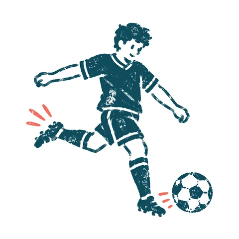 サッカーをする人のイラスト(はんこ)