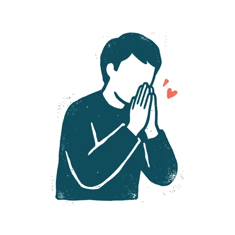 ごめんなさいと謝る人のイラスト(はんこ・顔なし)