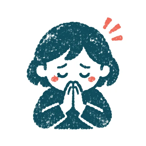 ごめんなさいと謝る人のイラスト(はんこ)