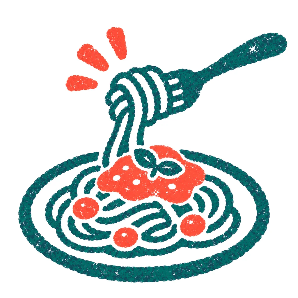 スパゲッティのイラスト(はんこ)