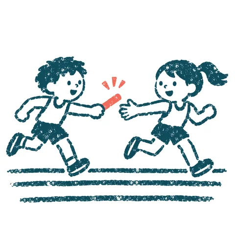 運動会のリレーのイラスト(はんこ)