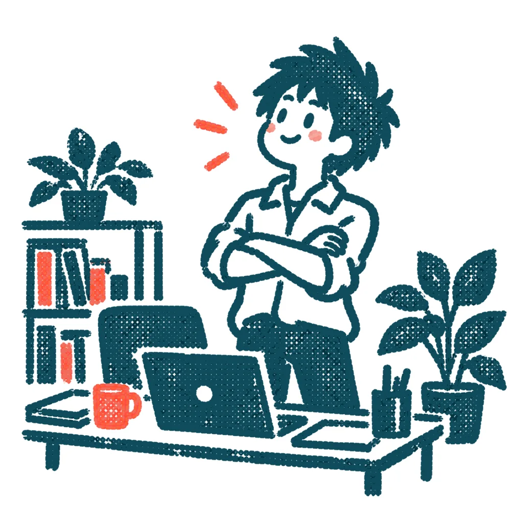 起業した人のイラスト(はんこ)