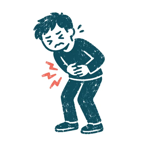 お腹が痛い人のイラスト(はんこ)