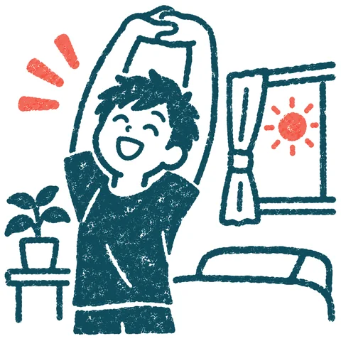 ストレッチする人のイラスト(はんこ)