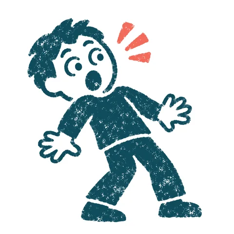 びっくりする人のイラスト(はんこ)
