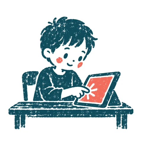 タブレットで学ぶ子どものイラスト(はんこ)