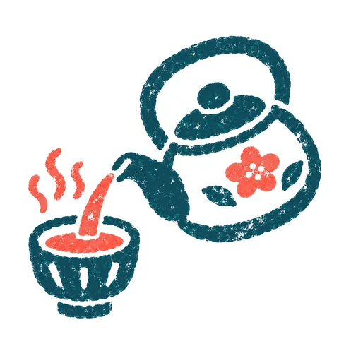 急須でお茶のイラスト(はんこ)