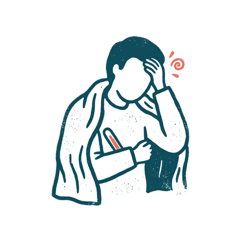 熱を測るのイラスト(はんこ・顔なし)