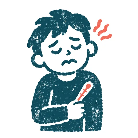 熱を測るのイラスト(はんこ)