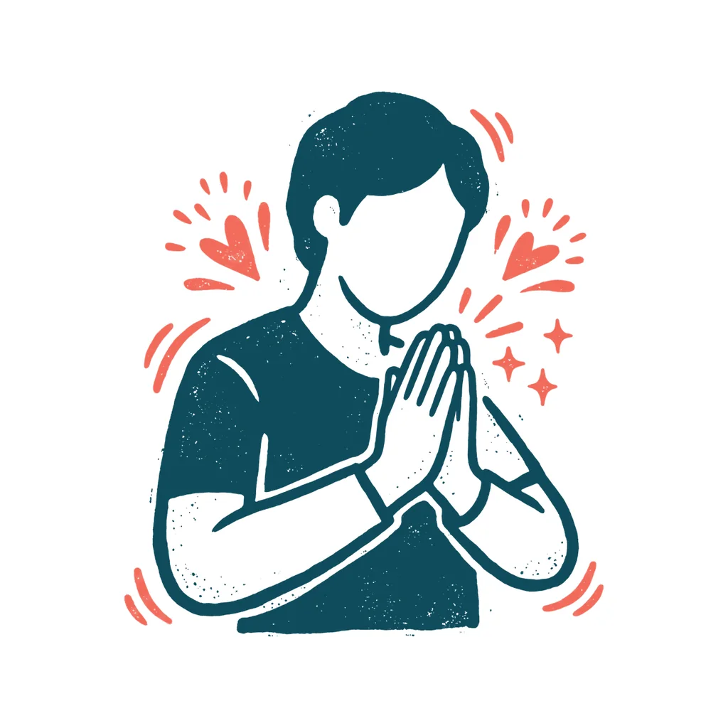 ありがとうと感謝する人のイラスト(はんこ・顔なし)