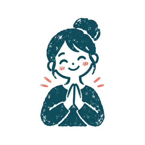 ありがとうと感謝する人のイラスト(はんこ)