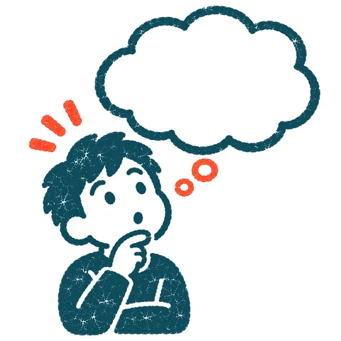 考えをめぐらせる人のイラスト(はんこ)
