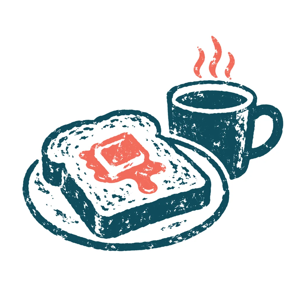 トーストの朝食のイラスト(はんこ)