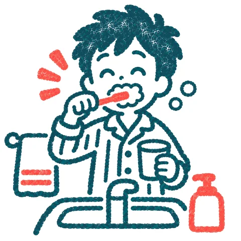 歯みがきをする人のイラスト(はんこ)