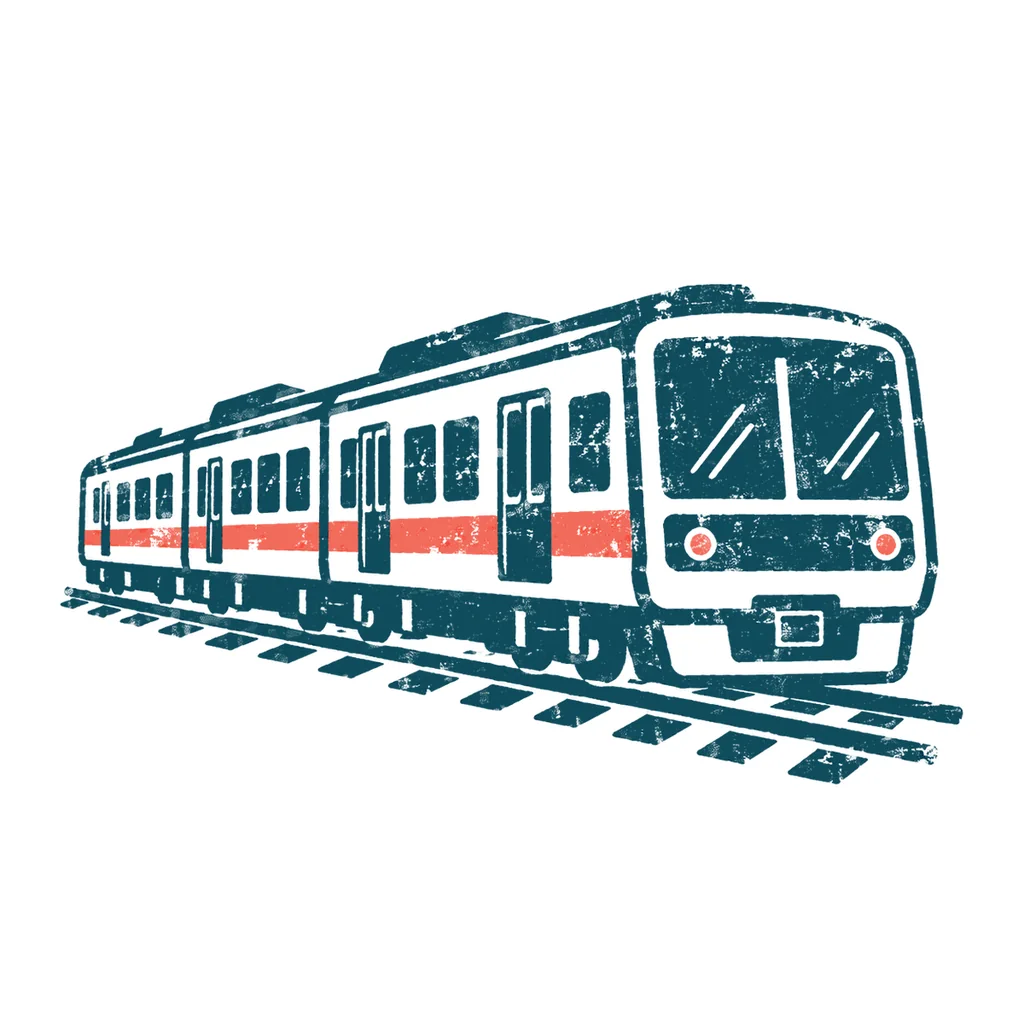 走る電車のイラスト(はんこ)