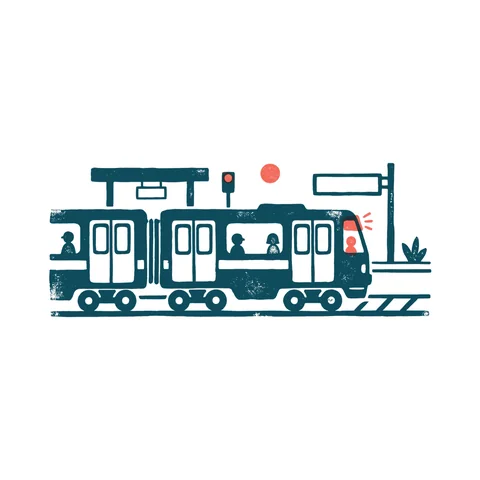 走る電車のイラスト(はんこ・顔なし)
