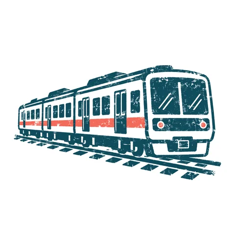 走る電車のイラスト(はんこ)