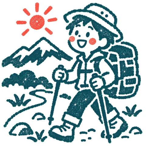 バックパックで旅するのイラスト(はんこ)