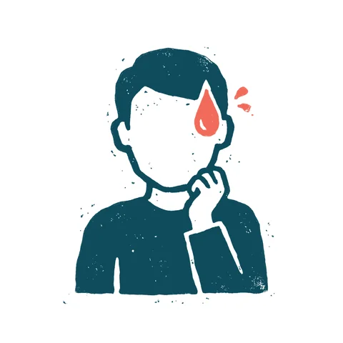 困った顔の人のイラスト(はんこ・顔なし)