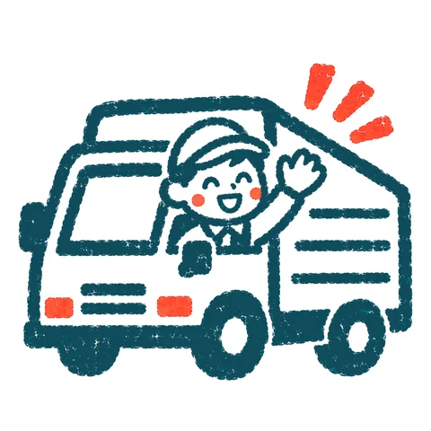 配達のトラックのイラスト(はんこ)