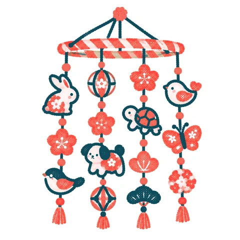 つるしびなのイラスト(はんこ)