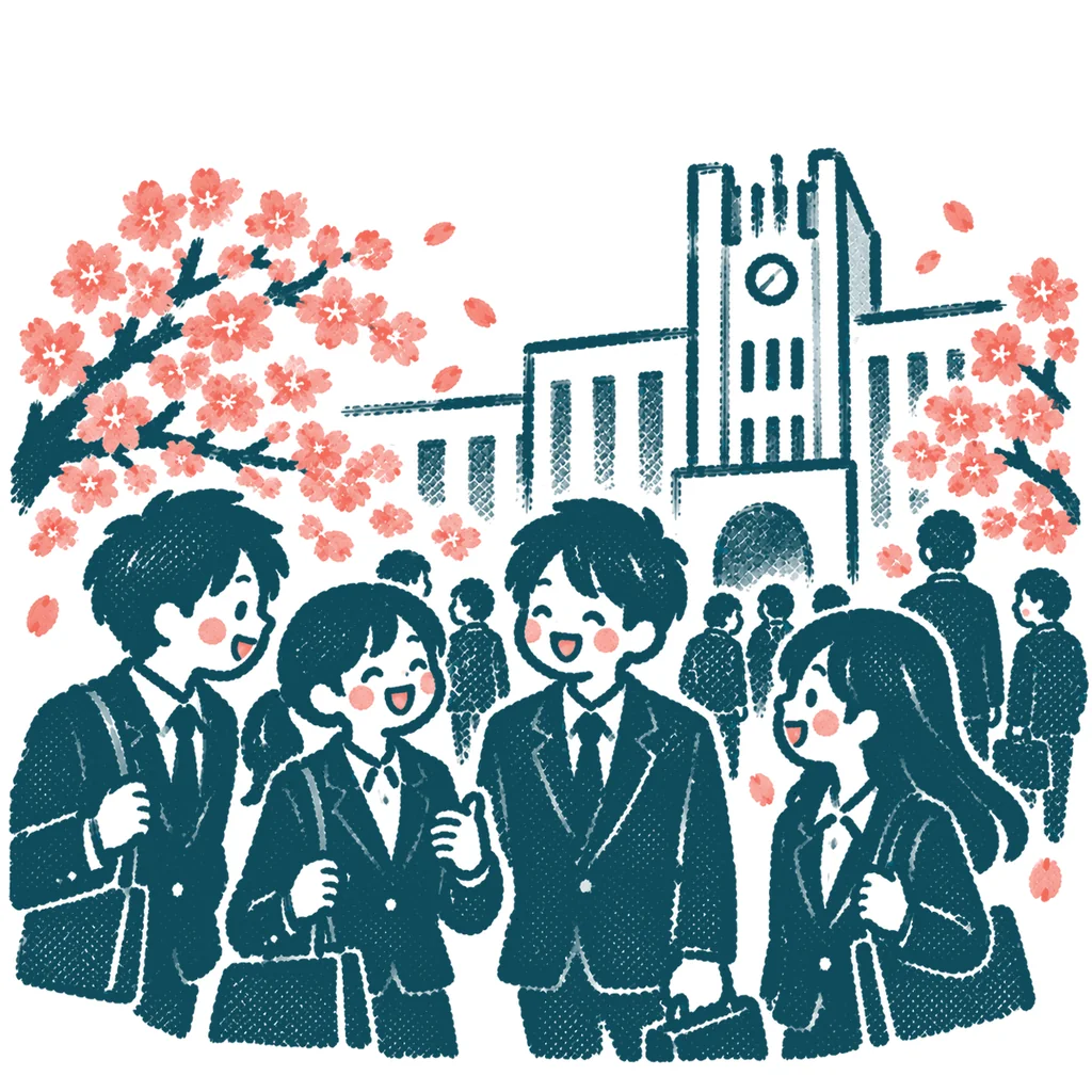 大学の入学式のイラスト(はんこ)