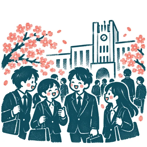 大学の入学式のイラスト(はんこ)