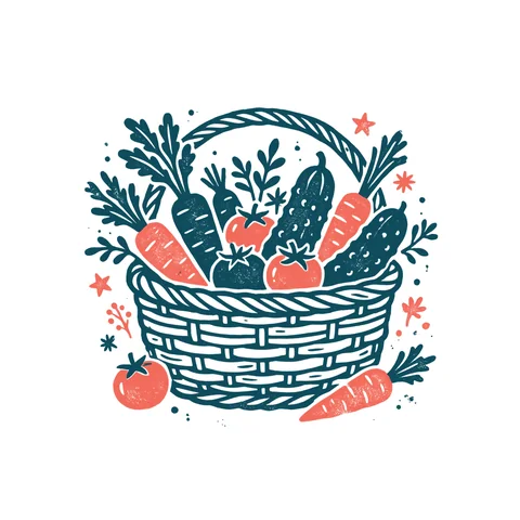 新鮮な野菜のイラスト(はんこ・顔なし)