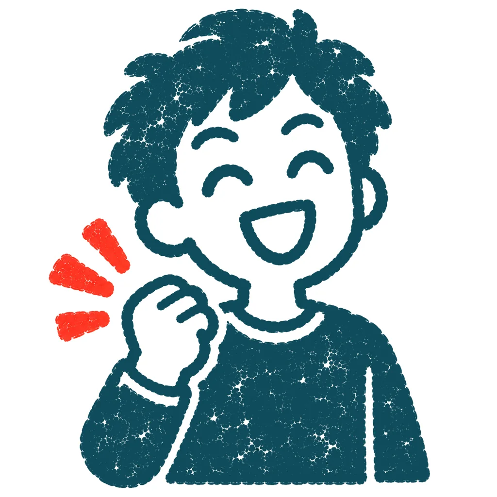 勝ってガッツポーズのイラスト(はんこ)