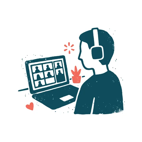 オンライン会議をする人のイラスト(はんこ・顔なし)