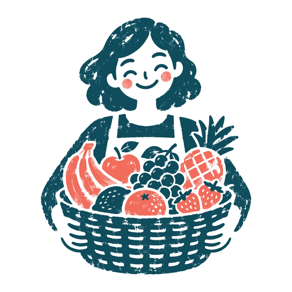 果物で栄養補給のイラスト(はんこ)