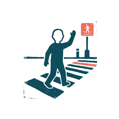 横断歩道を渡るのイラスト(はんこ・顔なし)