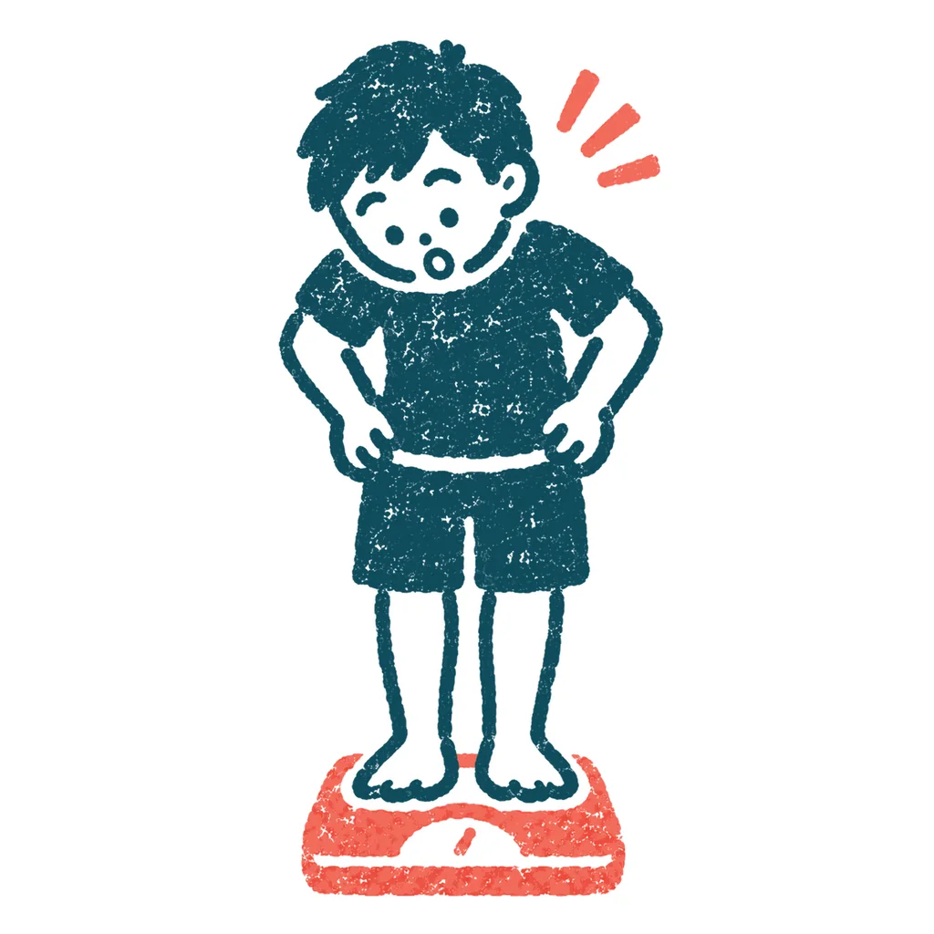 体重計に乗る人のイラスト(はんこ)