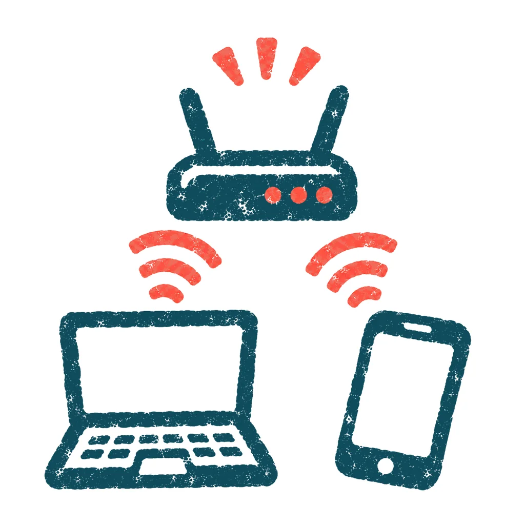 Wi-Fiにつながるのイラスト(はんこ)