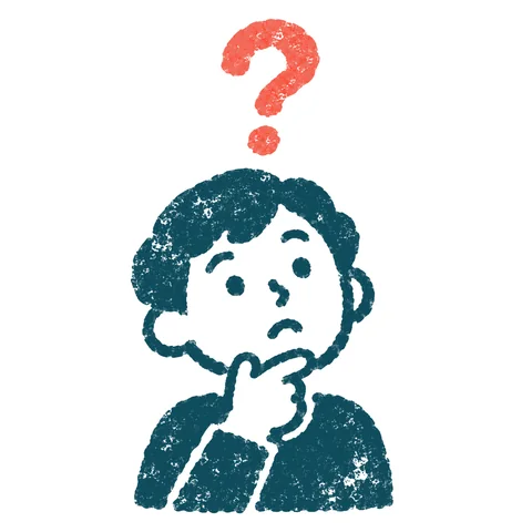 悩んで考える人のイラスト(はんこ)